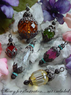 Examples Of Czech Glass Beads With Hand Oxidized Brass Bead Caps